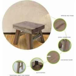 Wooden Step Stool With 4 Legs For Baby And Child, Multi-function Stool And Seat For Bathroom, Hallway (varnished) -Fatboy Sales Store 100158616 3