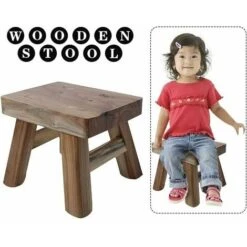 Wooden Step Stool With 4 Legs For Baby And Child, Multi-function Stool And Seat For Bathroom, Hallway (varnished) -Fatboy Sales Store 100158616 4