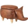 Modern Faux Leather Stool Distressed Upholstery Storage Solid Wood Brown Elephant -Fatboy Sales Store 10031470 1