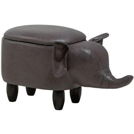 Modern Faux Leather Stool Storage Solid Wood Animal Dark Grey Elephant 3 Modern Faux Leather Stool Storage Solid Wood Animal Dark Grey Elephant