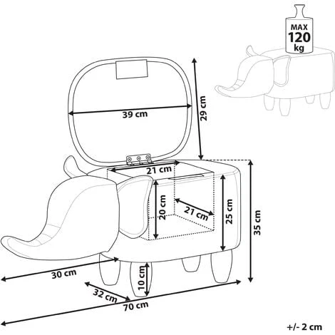 Modern Faux Leather Stool Storage Solid Wood Animal Dark Grey Elephant 5 Modern Faux Leather Stool Storage Solid Wood Animal Dark Grey Elephant - Image 3