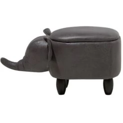 Modern Faux Leather Stool Storage Solid Wood Animal Dark Grey Elephant 10 Modern Faux Leather Stool Storage Solid Wood Animal Dark Grey Elephant -Fatboy Sales Store 10031471 4 1