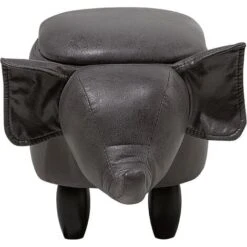 Modern Faux Leather Stool Storage Solid Wood Animal Dark Grey Elephant 11 Modern Faux Leather Stool Storage Solid Wood Animal Dark Grey Elephant -Fatboy Sales Store 10031471 5 1
