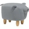 Modern Fabric Stool Solid Wood Legs Animal Footrest Grey Piggy -Fatboy Sales Store 10031474 1