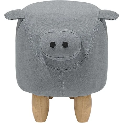 Modern Fabric Stool Solid Wood Legs Animal Footrest Grey Piggy 7 Modern Fabric Stool Solid Wood Legs Animal Footrest Grey Piggy - Image 5