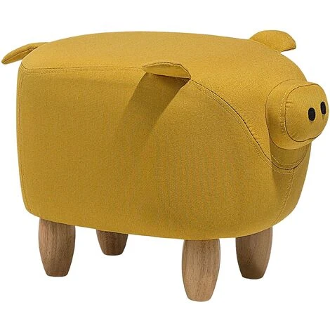 Modern Fabric Stool Solid Wood Legs Animal Footrest Yellow Piggy 3 Modern Fabric Stool Solid Wood Legs Animal Footrest Yellow Piggy