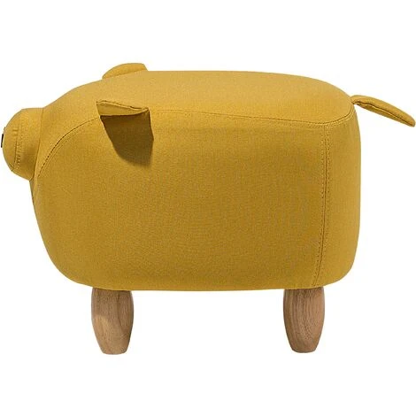 Modern Fabric Stool Solid Wood Legs Animal Footrest Yellow Piggy 6 Modern Fabric Stool Solid Wood Legs Animal Footrest Yellow Piggy - Image 4