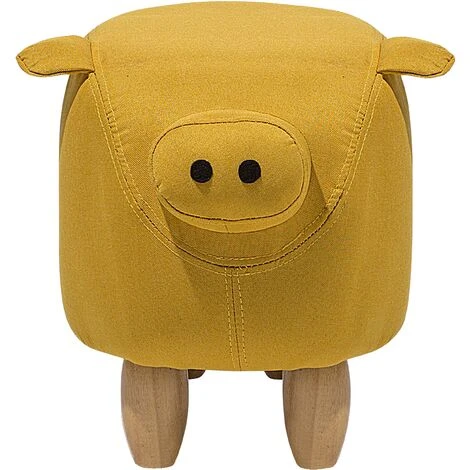 Modern Fabric Stool Solid Wood Legs Animal Footrest Yellow Piggy 7 Modern Fabric Stool Solid Wood Legs Animal Footrest Yellow Piggy - Image 5