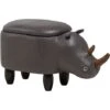 Modern Faux Leather Stool Upholstery Storage Solid Wood Animal Dark Grey Rhino -Fatboy Sales Store 10031481 1