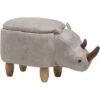 Modern Faux Leather Stool Upholstery Storage Solid Wood Animal Light Grey Rhino -Fatboy Sales Store 10031483 1 1