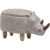 Modern Faux Leather Stool Upholstery Storage Solid Wood Animal Light Grey Rhino -Fatboy Sales Store 10031483 1