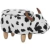 Modern Fabric Stool Black And White Upholstery Storage Solid Wood Animal Cow -Fatboy Sales Store 10031488 1 1