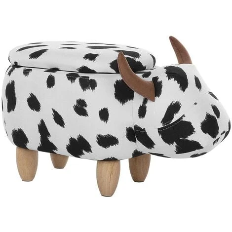 Modern Fabric Stool Black And White Upholstery Storage Solid Wood Animal Cow 3 Modern Fabric Stool Black And White Upholstery Storage Solid Wood Animal Cow