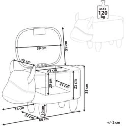 Modern Fabric Stool Black And White Upholstery Storage Solid Wood Animal Cow -Fatboy Sales Store 10031488 3