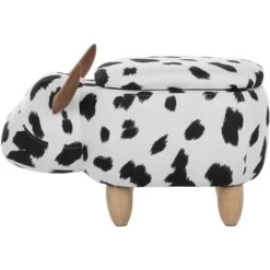 Modern Fabric Stool Black And White Upholstery Storage Solid Wood Animal Cow -Fatboy Sales Store 10031488 4