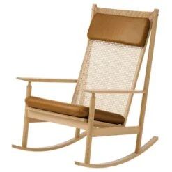 Warm Nordic Swing Rocking Chair, Oak - Nevada Cognac Leather