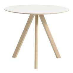 HAY CPH20 Round Table 90 Cm, Lacquered Oak - White Laminate