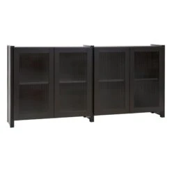 Lundia Classic Sideboard With Reeded Glass Doors, Black Lacquered