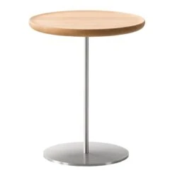Fredericia Pal Table, 37,5 Cm, Stainless Steel - Oiled Oak
