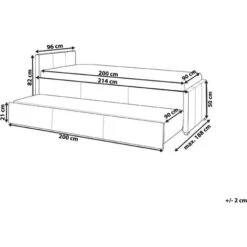 Modern Fabric EU Single Trundle Bed Frame 3ft Dark Grey Slatted Marmande -Fatboy Sales Store 12264213 3