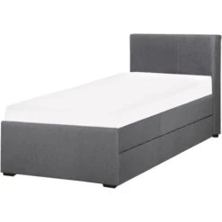 Modern Fabric EU Single Trundle Bed Frame 3ft Dark Grey Slatted Marmande -Fatboy Sales Store 12264213 5