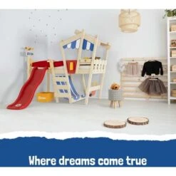 Wickey Kid's Bed, Loft Bed Crazy Hutty With Slide Single Bed 90 X 200 Cm, Children's Bed - Blue -Fatboy Sales Store 14835285 3