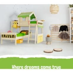 Wickey Kid's Bed, Bunk Bed Crazy Jungle - Canvas Cover Loft Bed 90 X 200 Cm - Apple Green/yellow -Fatboy Sales Store 14835297 3