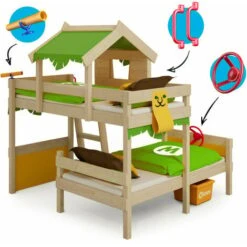 Wickey Kid's Bed, Bunk Bed Crazy Jungle - Canvas Cover Loft Bed 90 X 200 Cm - Apple Green/yellow -Fatboy Sales Store 14835297 4