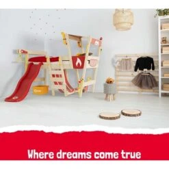 Wickey Kid's Bed, Loft Bed Crazy Smoky With Slide Single Bed 90 X 200 Cm, Children's Bed - Blue -Fatboy Sales Store 14835313 3