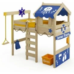 Wickey Kid's Bed, Loft Bed Crazy Jelly Canvas Cover Single Bed 90 X 200 Cm, Children's Bed - Blue