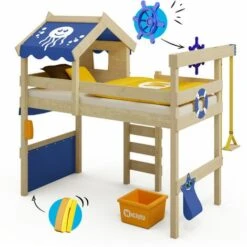 Wickey Kid's Bed, Loft Bed Crazy Jelly Canvas Cover Single Bed 90 X 200 Cm, Children's Bed - Blue -Fatboy Sales Store 14835322 4