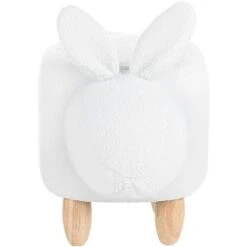 Fabric Stool Nursery Children Room Solid Wood Legs Animal Footrest White Bunny -Fatboy Sales Store 15057606 4