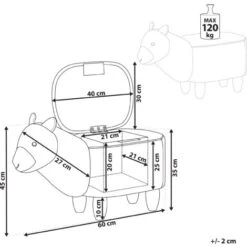Fabric Stool Nursery Children Room Solid Wood Legs Animal Footrest White Alpaca -Fatboy Sales Store 15057608 3