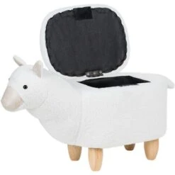 Fabric Stool Nursery Children Room Solid Wood Legs Animal Footrest White Alpaca -Fatboy Sales Store 15057608 4