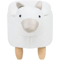 Fabric Stool Nursery Children Room Solid Wood Legs Animal Footrest White Alpaca -Fatboy Sales Store 15057608 5