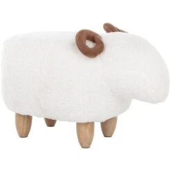 Modern Fabric Stool Footrest Pouffe Nursery Children Room Animal White Lamb