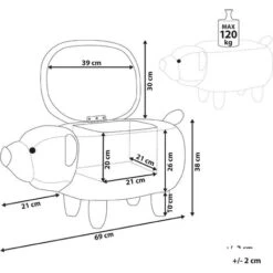 Modern Fabric Stool Footrest Nursery Solid Wood Legs Animal Golden Brown Bear -Fatboy Sales Store 15793213 3