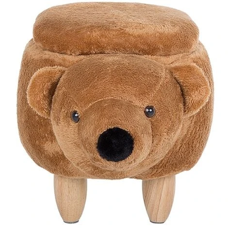Modern Fabric Stool Footrest Nursery Solid Wood Legs Animal Golden Brown Bear 7 Modern Fabric Stool Footrest Nursery Solid Wood Legs Animal Golden Brown Bear - Image 5