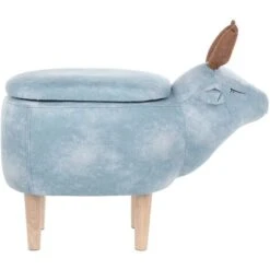 Modern Fabric Stool Pouffe Nursery Solid Wood Legs Animal Light Blue Reindeer -Fatboy Sales Store 15793218 4