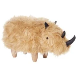 Furry Animal Stool Faux Fur Kids Playroom Nursery Sand Beige Rhino