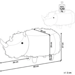Furry Animal Stool Faux Fur Kids Playroom Nursery Sand Beige Rhino -Fatboy Sales Store 15793286 3