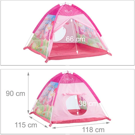 Relaxdays Play Tent For Girls, Fairy Castle Playhouse For Indoor And Outdoor Use, HWD 90x118x115 Cm, Pink 4 Relaxdays Play Tent For Girls, Fairy Castle Playhouse For Indoor And Outdoor Use, HWD 90x118x115 Cm, Pink - Image 2