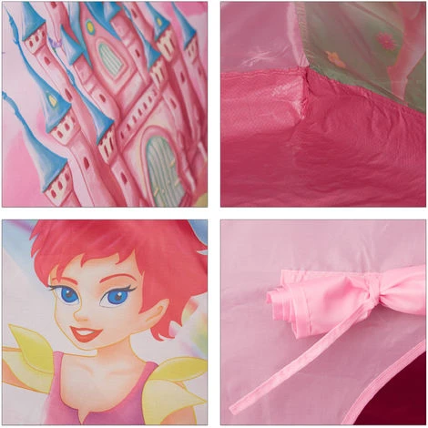 Relaxdays Play Tent For Girls, Fairy Castle Playhouse For Indoor And Outdoor Use, HWD 90x118x115 Cm, Pink 6 Relaxdays Play Tent For Girls, Fairy Castle Playhouse For Indoor And Outdoor Use, HWD 90x118x115 Cm, Pink - Image 4