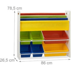 Relaxdays Kid’s Toy Storage Shelf With Boxes And Hanging Compartments, Colourful Toy Rack, HWD 78.5 X 86 X 26.5 Cm -Fatboy Sales Store 16118950 4