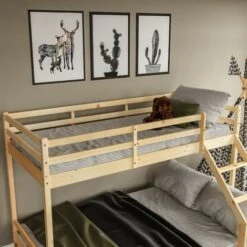 Sydney Triple Sleeper Solid Pine Wood Bunk Bed, Single & Double Bed, Pine -Fatboy Sales Store 17767000 3