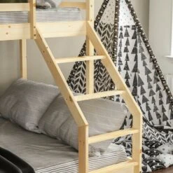 Sydney Triple Sleeper Solid Pine Wood Bunk Bed, Single & Double Bed, Pine -Fatboy Sales Store 17767000 5