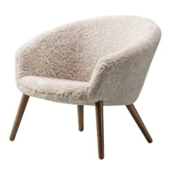 Fredericia Ditzel Lounge Chair, Moonlight Sheepskin - Walnut
