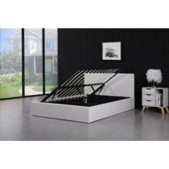 KOSY KOALA Ottoman Storage Bed Side Lift Opening White Colour (White, 4FT SMALL DOUBLE BED FRAME) -Fatboy Sales Store 19698552 4