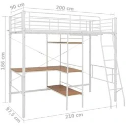 Bunk Bed With Table Frame White Metal 90x200 Cm VidaXL -Fatboy Sales Store 19869932 3