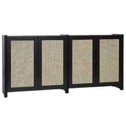 Lundia Classic Sideboard W/ Rattan Doors, Black Lacquered